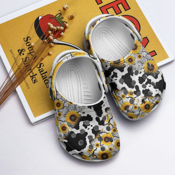 GCB2804206ch 4, Cow Sunflowers Crocs and Breathable Crocs For Adult, Adult, Breathable