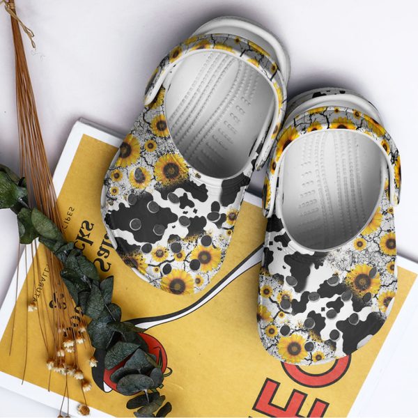 GCB2804206ch 6, Cow Sunflowers Crocs and Breathable Crocs For Adult, Adult, Breathable