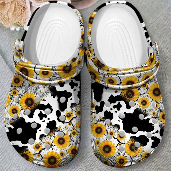 GCB2804206ch 8, Cow Sunflowers Crocs and Breathable Crocs For Adult, Adult, Breathable