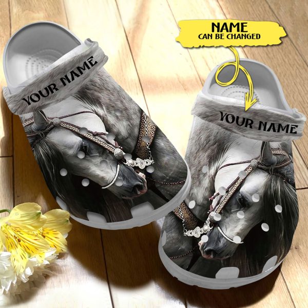 GCD0107201custom 1, Personalized And Beautiful White Horse Crocs, Order Now For A Special Discount, Beautiful, Personalized