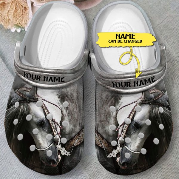 GCD0107201custom 2, Personalized And Beautiful White Horse Crocs, Order Now For A Special Discount, Beautiful, Personalized
