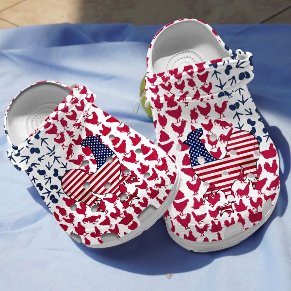 GCD1406101 ads1, Lightweight Non-slip And Breathable Chicken American Flag Limited Edition Crocs, Fast Shipping!, Breathable, Limited Edition, Non-slip
