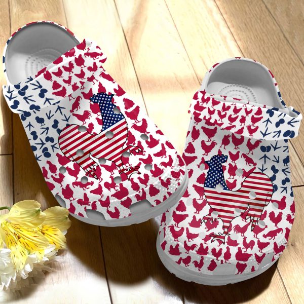 GCD1406101 ads5, Lightweight Non-slip And Breathable Chicken American Flag Limited Edition Crocs, Fast Shipping!, Breathable, Limited Edition, Non-slip