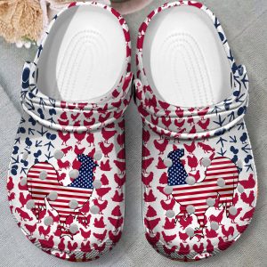 GCD1406101 ads8, Lightweight Non-slip And Breathable Chicken American Flag Limited Edition Crocs, Fast Shipping!, Breathable, Limited Edition, Non-slip