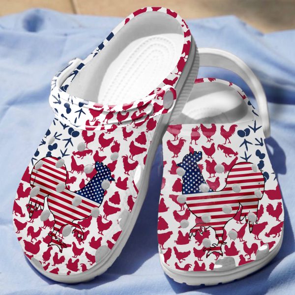 GCD1406101 ads9, Lightweight Non-slip And Breathable Chicken American Flag Limited Edition Crocs, Fast Shipping!, Breathable, Limited Edition, Non-slip