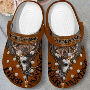 GCP1608301 mockup 03 jpg, Breathable And Non-slip Awesome Deer Hunting Camo On The Brown with Custom Name Crocs, Easy to Clean!, Breathable, Brown, Non-slip