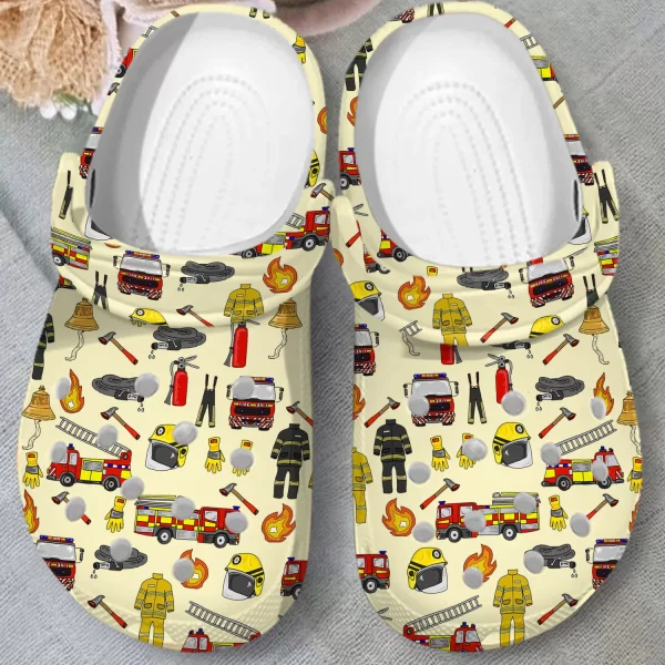 GCQ2806301custom mk1 jpg, Beautiful Firemen Crocs, Yellow Crocs and Easy To Clean & Slip Resistant, Beautiful, Yellow