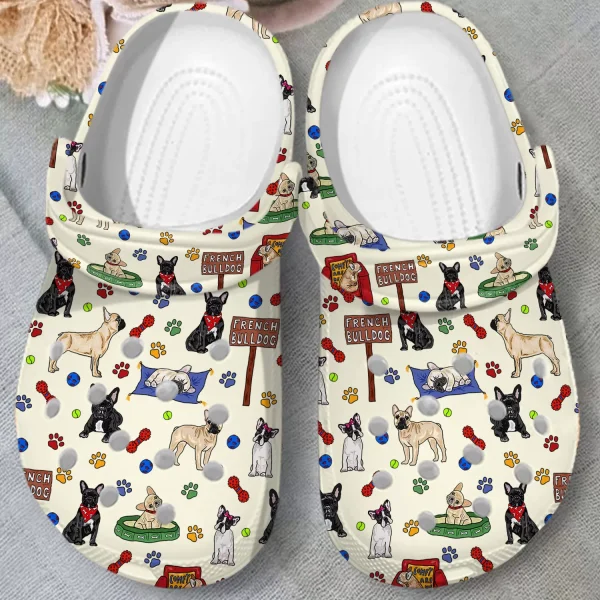 GCQ2806308custom mk1 jpg, New Design Lightweight And Non-slip Beautiful French Bulldog On The White Crocs, Order Now for a Special Discount!, New Design, Non-slip, White