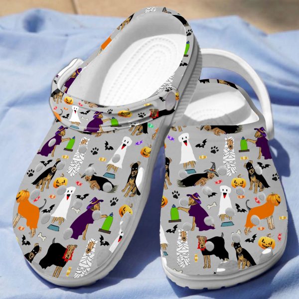 GCS1007102ch ads2, Make Your Life Colorful, Lightweight And Non-slip Airedale Terrier Halloween On The Grey Crocs, Order Now for a Special Discount!, Colorful, Grey, Non-slip