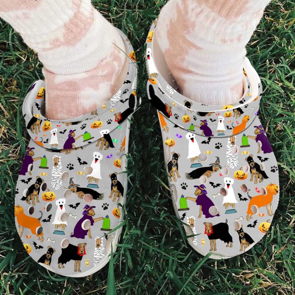 GCS1007102ch ads3, Make Your Life Colorful, Lightweight And Non-slip Airedale Terrier Halloween On The Grey Crocs, Order Now for a Special Discount!, Colorful, Grey, Non-slip
