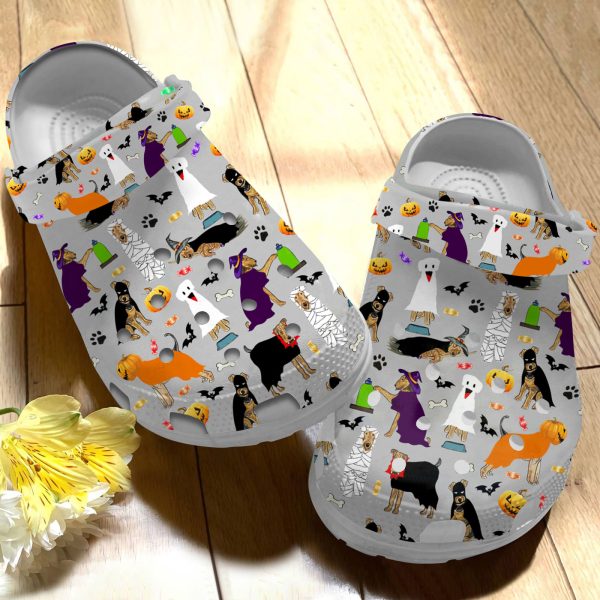 GCS1007102ch ads4, Make Your Life Colorful, Lightweight And Non-slip Airedale Terrier Halloween On The Grey Crocs, Order Now for a Special Discount!, Colorful, Grey, Non-slip