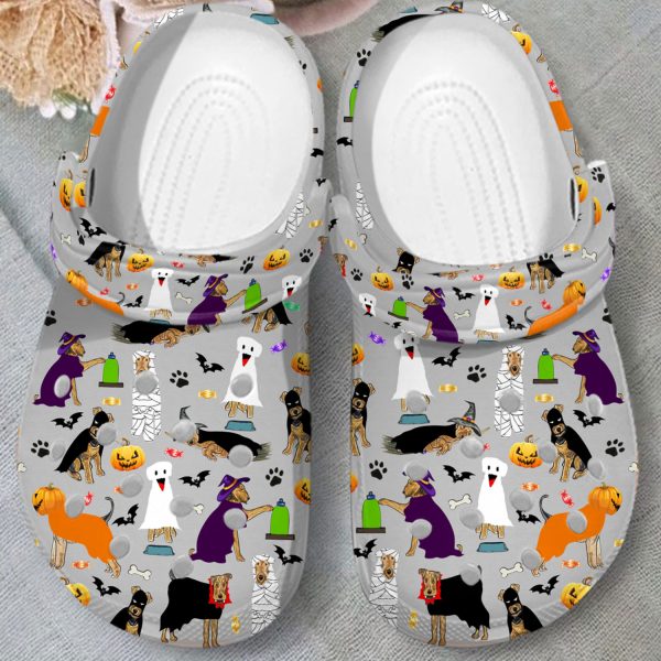 GCS1007102ch ads6, Make Your Life Colorful, Lightweight And Non-slip Airedale Terrier Halloween On The Grey Crocs, Order Now for a Special Discount!, Colorful, Grey, Non-slip