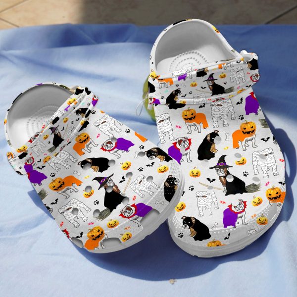 GCS1007115ch ads1, Special Design Classic And Good-looking Bulldog Halloween On The Grey Crocs, Easy to Buy!, Classic, Good-looking, Grey