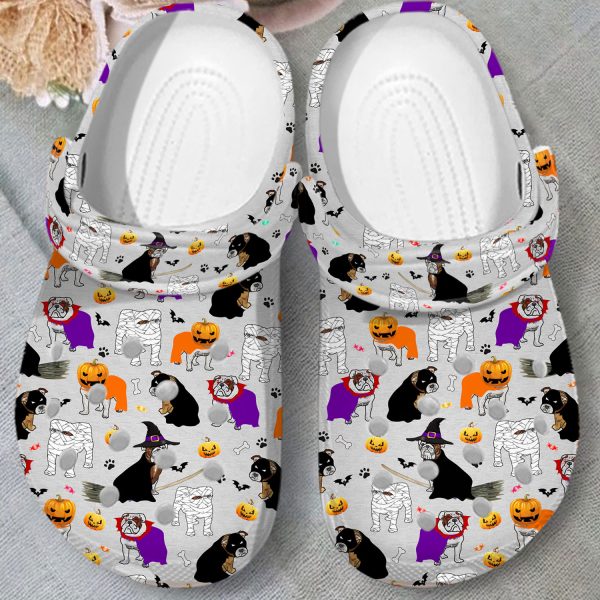 GCS1007115ch ads4, Special Design Classic And Good-looking Bulldog Halloween On The Grey Crocs, Easy to Buy!, Classic, Good-looking, Grey