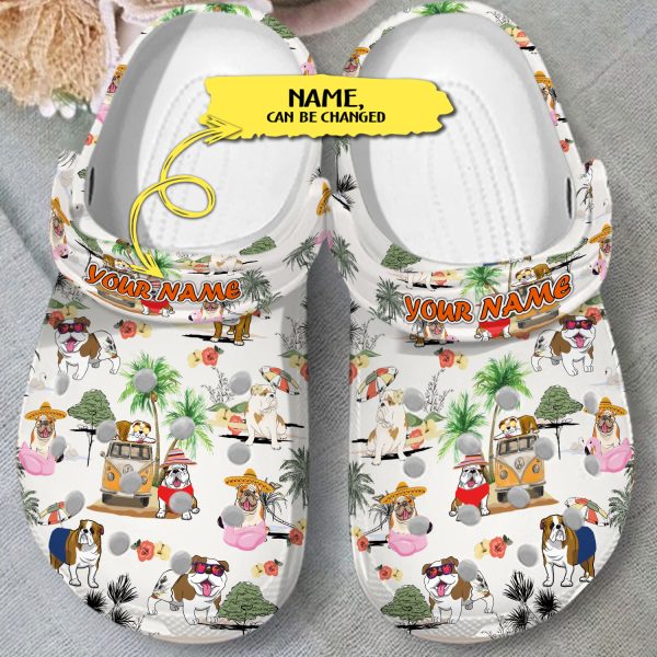 GCS16050206custom 4, Rock Your Summer, New Design Lightweight And Breathable Bulldog Collection Crocs, Easy to Clean!, Breathable, New Design
