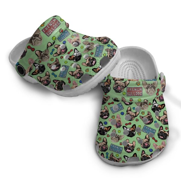 GCS1708102ch ads6, Lightweight Non-slip And Safety French Bulldog Dog On The Light Green Crocs, Easy to Buy!, Green, Non-slip, Safety