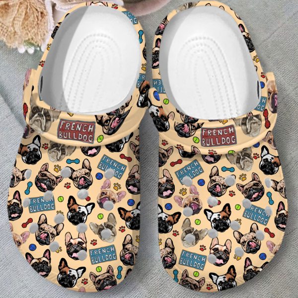 GCS1708107ch ads3, Breathable And Water-Resistant French Bulldog On The Beige Crocs, Quick Delivery Available!, Beige, Breathable, Water-Resistant