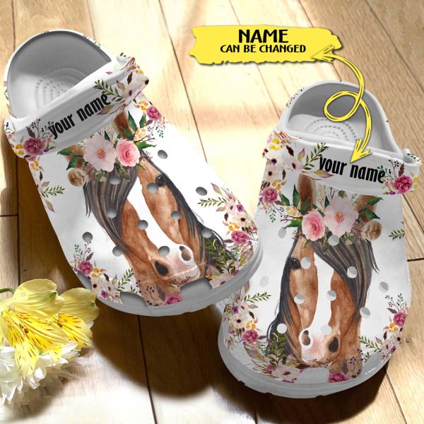 GCS28042013 2, Customized Love Horse Floral Pattern Crocs, Fast Shipping Available, Customized