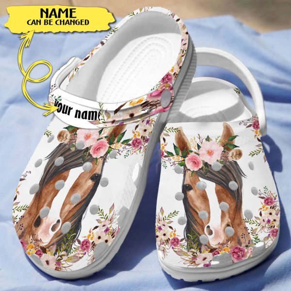 GCS28042013 3, Customized Love Horse Floral Pattern Crocs, Fast Shipping Available, Customized