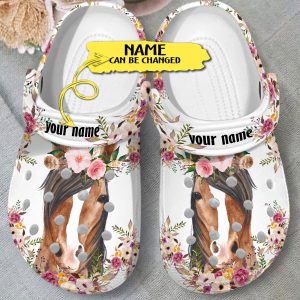 GCS28042013 5, Customized Love Horse Floral Pattern Crocs, Fast Shipping Available, Customized