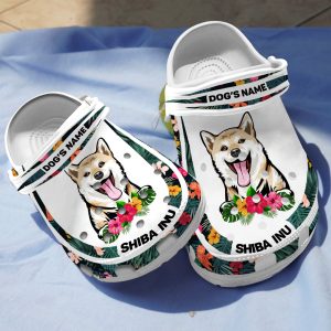 GCT2008107custom ads 1, Lightweight Non-slip And Breathable “Shiba Inu ” With Customized Dog Name Crocs, Fast Shipping!, Breathable, Customized, Non-slip