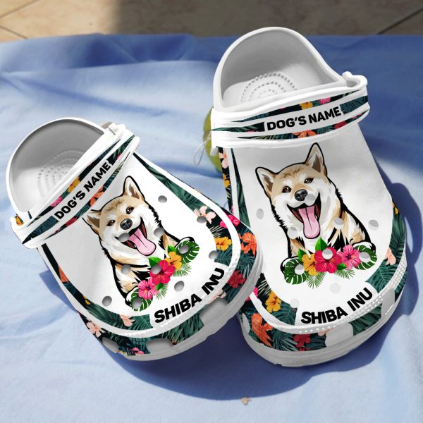 GCT2008107custom ads 1, Lightweight Non-slip And Breathable “Shiba Inu ” With Customized Dog Name Crocs, Fast Shipping!, Breathable, Customized, Non-slip