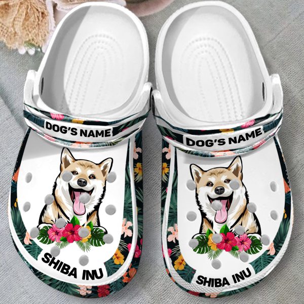 GCT2008107custom ads 2, Lightweight Non-slip And Breathable “Shiba Inu ” With Customized Dog Name Crocs, Fast Shipping!, Breathable, Customized, Non-slip