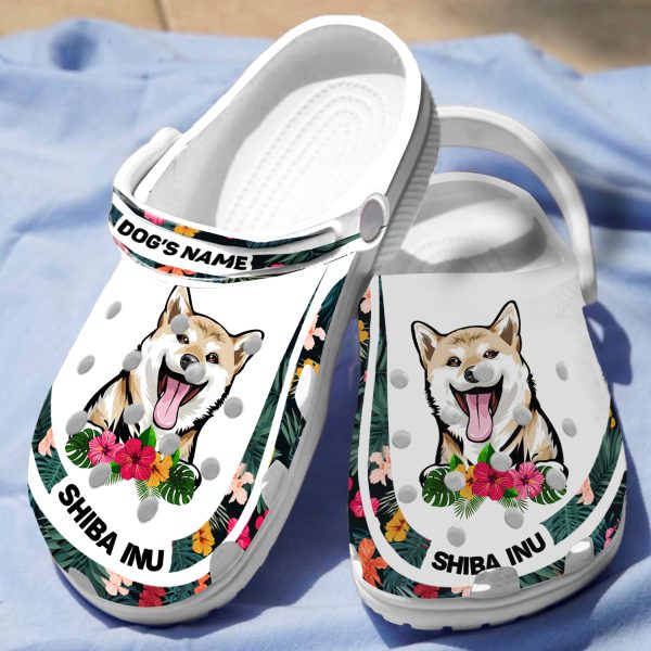 GCT2008107custom ads 3, Lightweight Non-slip And Breathable “Shiba Inu ” With Customized Dog Name Crocs, Fast Shipping!, Breathable, Customized, Non-slip
