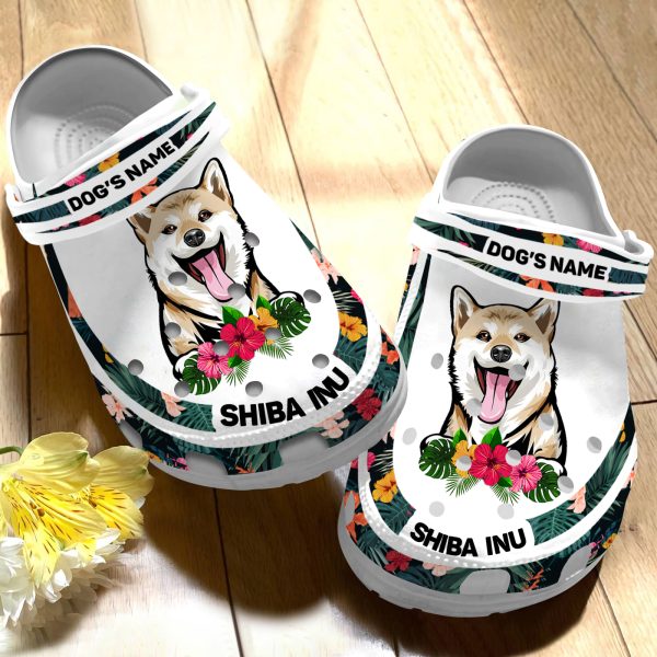 GCT2008107custom ads 4, Lightweight Non-slip And Breathable “Shiba Inu ” With Customized Dog Name Crocs, Fast Shipping!, Breathable, Customized, Non-slip