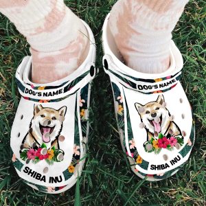 GCT2008107custom ads 5, Lightweight Non-slip And Breathable “Shiba Inu ” With Customized Dog Name Crocs, Fast Shipping!, Breathable, Customized, Non-slip