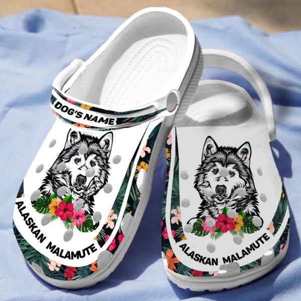GCT2308101custom ads 3, Lightweight Non-slip And Safety “Alaskan Malamute” With Customized Dog Name Crocs, Perfect for Outdoor Play!, Customized, Non-slip, Safety