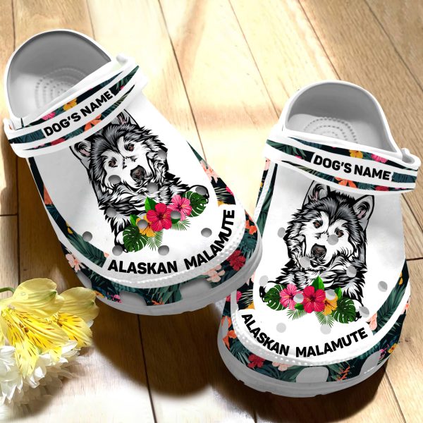 GCT2308101custom ads 4, Lightweight Non-slip And Safety “Alaskan Malamute” With Customized Dog Name Crocs, Perfect for Outdoor Play!, Customized, Non-slip, Safety