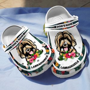 GCT2508103custom ads 1, Classic And Breathable Labradoodle With Customized Dog Name Crocs, Quick Delivery Available!, Breathable, Classic, Customized
