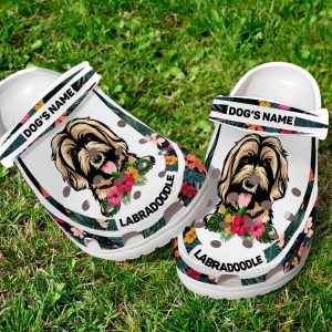 GCT2508103custom ads 6 scaled 1, Classic And Breathable Labradoodle With Customized Dog Name Crocs, Quick Delivery Available!, Breathable, Classic, Customized