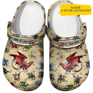GCU0107201custom 3, Lightweight Non-slip And Safety Dragon Collection On The Beige Crocs, Order Now for a Special Discount!, Beige, Non-slip, Safety