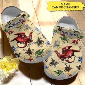 GCU0107201custom ads, Lightweight Non-slip And Safety Dragon Collection On The Beige Crocs, Order Now for a Special Discount!, Beige, Non-slip, Safety