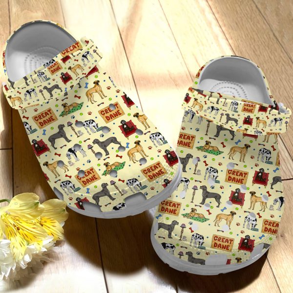 GCU0505102 ads 3, Make Your Life Colorful, Non-slip And Love Great Dane On The Beige Crocs, Quick Delivery Available!, Beige, Colorful, Non-slip