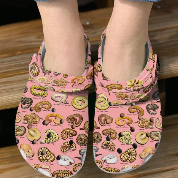 GCU0707116ch ads 2, Perfect for Women, Lightweight And Non-slip Types Of Ball Pythons On The Light Pink Crocs, Quick Delivery Available!, Light Pink, Non-slip, Women