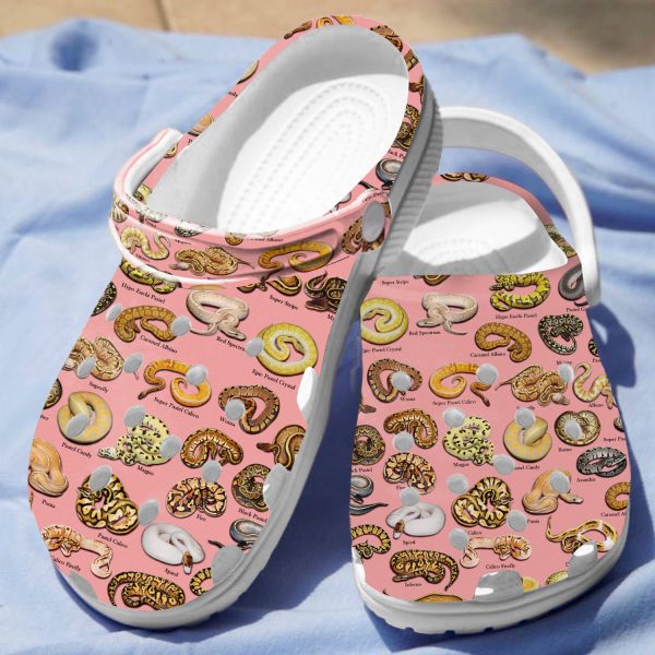GCU0707116ch ads 3, Perfect for Women, Lightweight And Non-slip Types Of Ball Pythons On The Light Pink Crocs, Quick Delivery Available!, Light Pink, Non-slip, Women