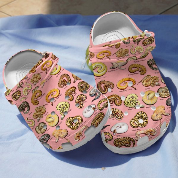 GCU0707116ch ads 4, Perfect for Women, Lightweight And Non-slip Types Of Ball Pythons On The Light Pink Crocs, Quick Delivery Available!, Light Pink, Non-slip, Women