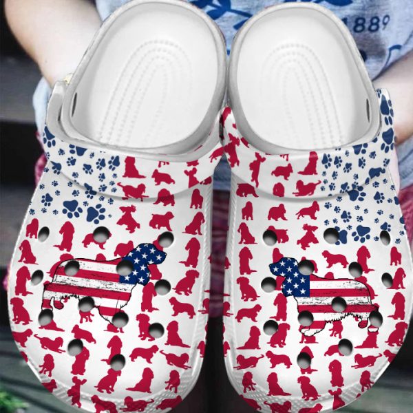 GCU110602ch ads 2, Perfect for Men, Breathable And Cool Cocker Spaniel American Flag Crocs, Quick Delivery Available!, Breathable, Cool, Men