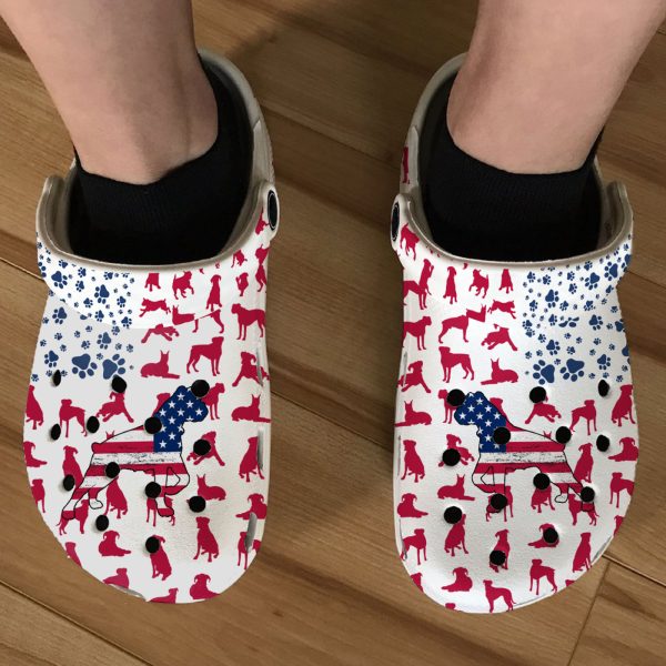 GCU110603ch ads 1, New Design Boxer Dog American Flag Limited Edition Adult Crocs, Adult, Limited Edition, New Design