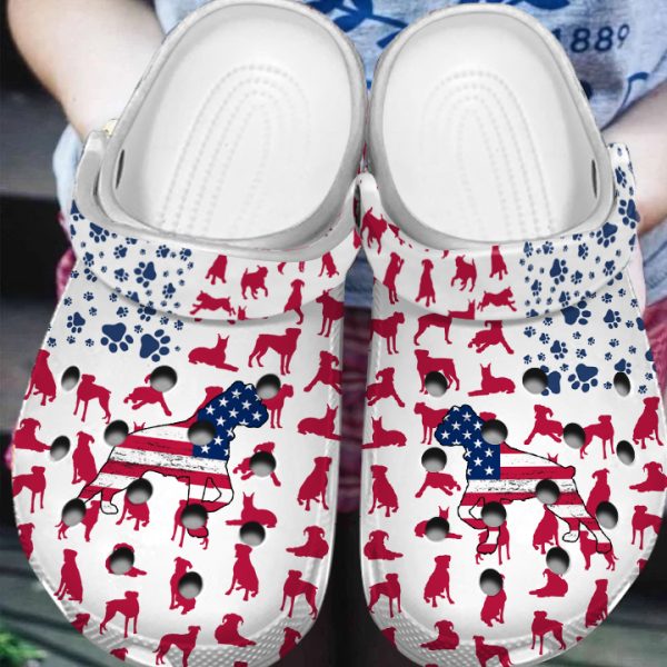 GCU110603ch ads 2, New Design Boxer Dog American Flag Limited Edition Adult Crocs, Adult, Limited Edition, New Design