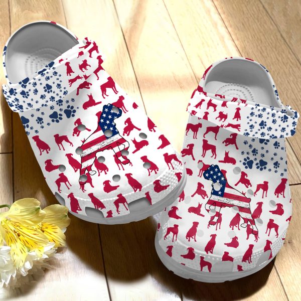 GCU110603ch ads 3, New Design Boxer Dog American Flag Limited Edition Adult Crocs, Adult, Limited Edition, New Design