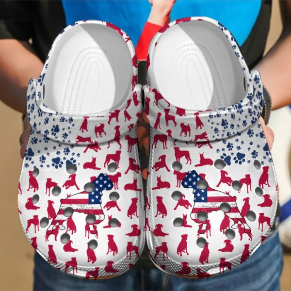GCU110603ch ads 5, New Design Boxer Dog American Flag Limited Edition Adult Crocs, Adult, Limited Edition, New Design