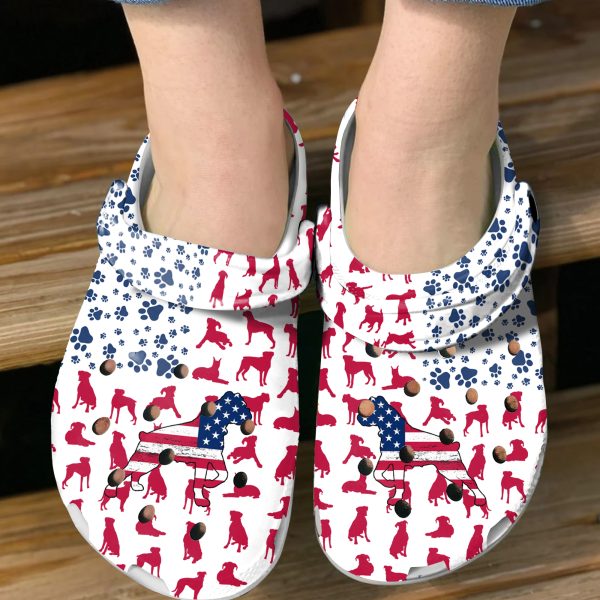 GCU110603ch ads 7, New Design Boxer Dog American Flag Limited Edition Adult Crocs, Adult, Limited Edition, New Design