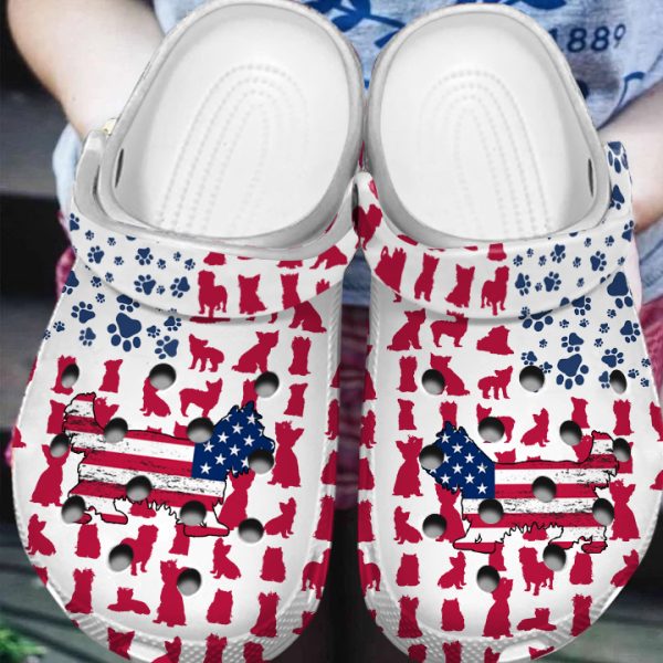GCU110604ch ads 2, Lovely Yorkshire Terrier American Flag Limited Edition Unisex Adult Crocs, Adult, Limited Edition, Unisex