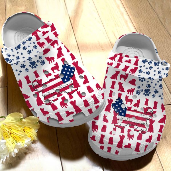 GCU110604ch ads 3, Lovely Yorkshire Terrier American Flag Limited Edition Unisex Adult Crocs, Adult, Limited Edition, Unisex