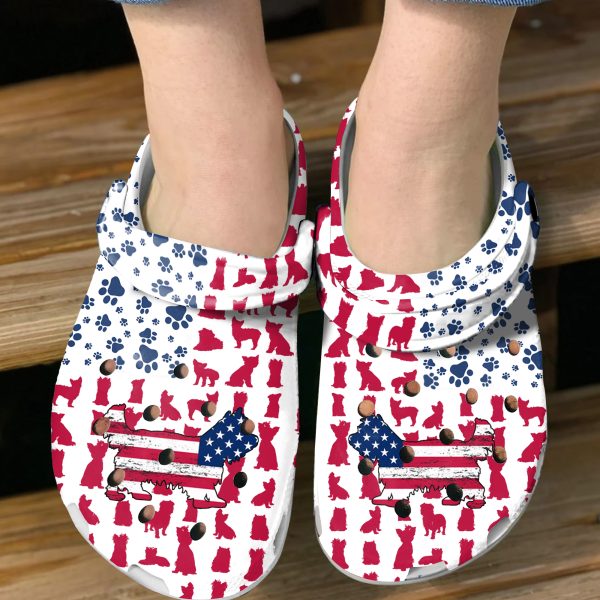GCU110604ch ads 7, Lovely Yorkshire Terrier American Flag Limited Edition Unisex Adult Crocs, Adult, Limited Edition, Unisex