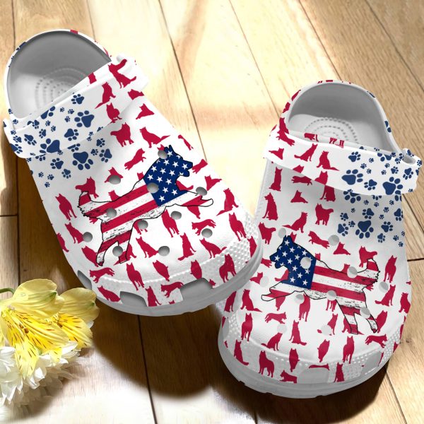 GCU110608ch ads 3, Lovely Siberian Husky American Flag Limited Edition Clogs, Special Crocs For Adult, Adult, Limited Edition, Special